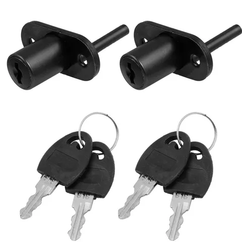 Triple Drawer Lock Set 2Pcs Steel Office Desk Locks Black