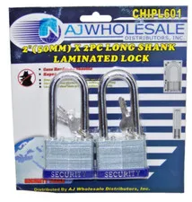 2pcs Laminated Padlock 50MM hardened steel shackles Long Shank Lock Keyed Alike