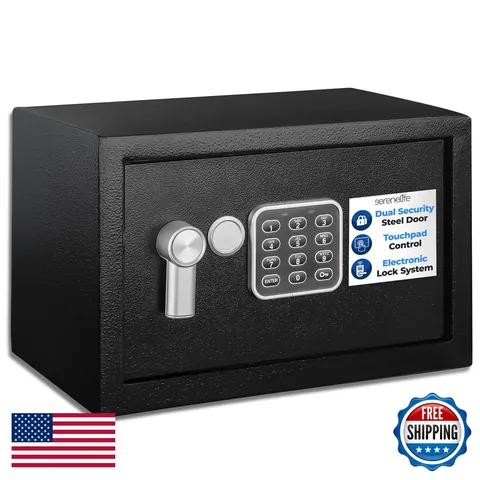 SereneLife Electronic Safe Box 13.8'' x 9.8'' Digital Keypad Key Override Wall
