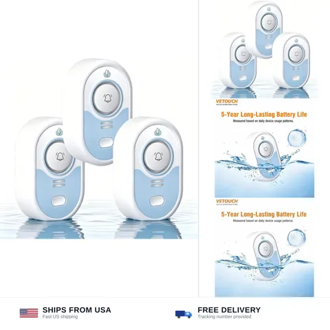 Water Leak Detector with Loud Alarm, 100dB Siren & LED Flash, Water Sensor Al...