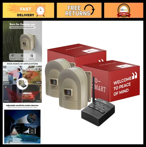 Wireless Driveway Alarm System - 1/2 Mile Range, Weatherproof Motion Sensor Aler