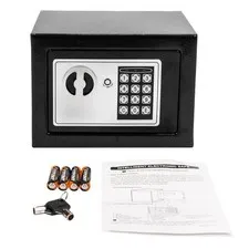 Digital Steel Electronic Safe Box Keypad Lock Office Hotel Black with Batteries
