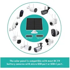 Solar Panel Charger for Rechargeable Camera,  Waterproof