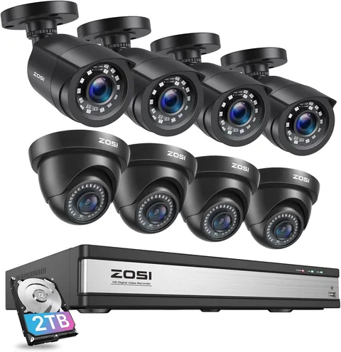 16CH 1080P Home Security System with AI Detection & 2TB HDD for 24/7 Recording
