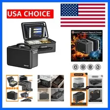 Fireproof Money Box, Small Hard Case Fireproof Box with Fireproof Zipper ＆ Lo...