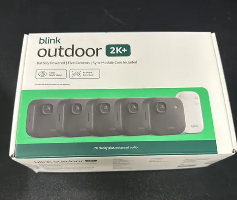 Blink Outdoor 2K+ 5 Camera Wireless Security System Sync Module Core Sealed