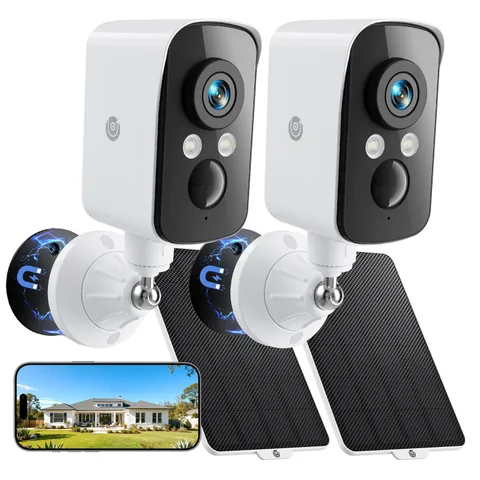 Naseto Security Camera Wireless Outdoor, 2.4G WiFi, Battery & Solar Powered, ...