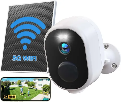 Solar Security Cameras Wireless Outdoor, 5G & 2.4Ghz Wifi, 2K Outdoor Battery Ca