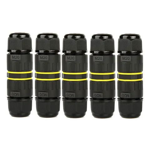 3 Pole Wire Connector Waterproof IP68 External Electrical M20-3Pin, Black