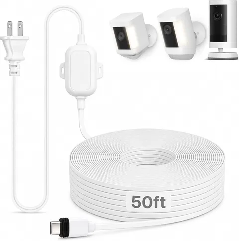 50FT Power Adapter for Ring Spotlight Cam Plus/Pro (Battery), Ring Outdoor Cam p