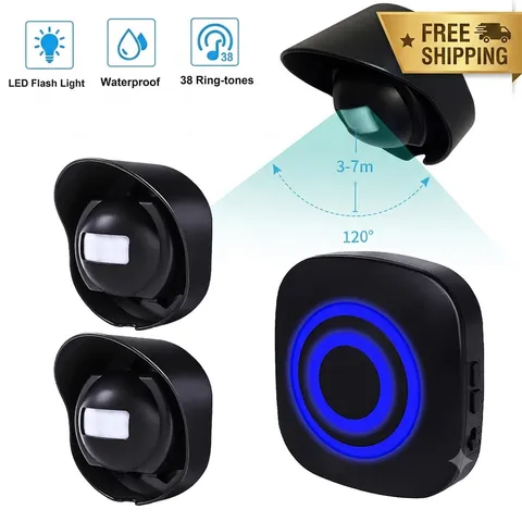 Wireless Doorbell Motion Sensor Driveway Alarm Waterproof Infrared Shop Chime