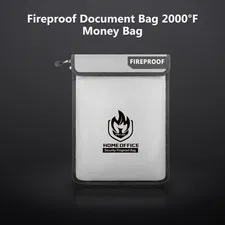 Fireproof Document Bag 2000°F Money Bag for Cash,Gray | 5x’’ Two Pockets Safe...