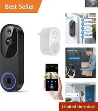 AI-Powered 1080p Wireless Video Doorbell with Night Vision & Two-Way Audio