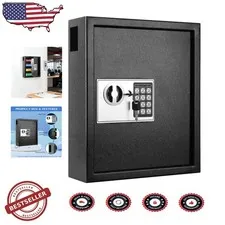 Secure 60-Key Electronic Lock Box Heavy Duty Metal Wall Mount Digital Safe