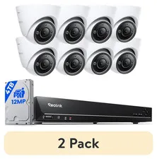 Poe 16-Channel NVR System, 8X 12MP Dome Cameras, 4TB HDD, Smart Detection, RLK16