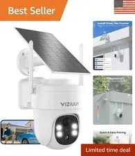 3MP Wireless Solar PTZ Camera - Color Night Vision, AI Detection, Cloud Storage