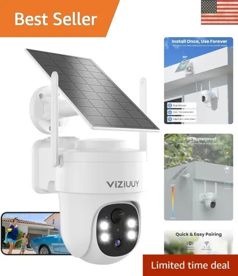 3MP Wireless Solar PTZ Camera - Color Night Vision, AI Detection, Cloud Storage