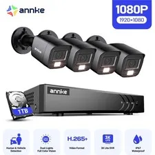 ANNKE 3K Lite 8CH DVR 1TB 1080P CCTV Security Camera System AI Color Night IP67