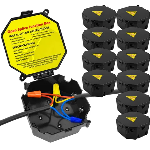 MIARALA Black Open Splice Junction Box (10 Pack), Wire