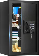 3.3 Cuft Large Home Safes Water and Fireproof with Digital Keypad & Key Lock, Se