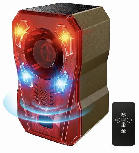 Solar Motion Sensor Alarm Outdoor, Strobe Radar + IR Dual Detection, 130Db Dog