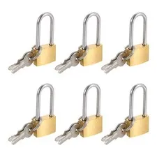 6Pcs Solid Brass Padlock with Key 11/16" Wide Body 1 Inch Long Shackle Lock