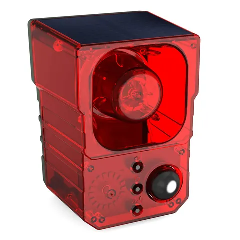 Solar Motion Sensor Alarm Outdoor - Support Recording&±Volume, 129db Loud Red