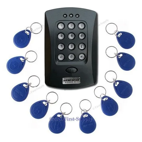 Door Access Control Keypad RFID ID Proximity Reader +10 ID 125Khz Cards(Key Fob)