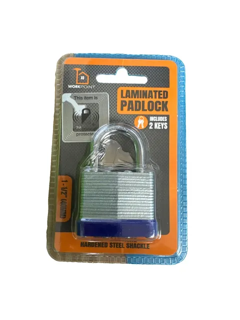 Work Point Stainless Steel Laminated PadLock 1/2 Inch Shackle and 2 Keys