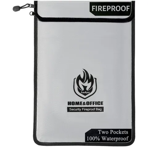 Fireproof Money Bag for Cash, Documents - Foldable, Portable//
