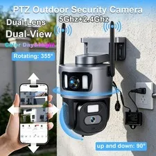 4K 8MP Camaras de Seguridad Exterior 5G/2.4G Lente Dual Sin Suscripcion WiFi