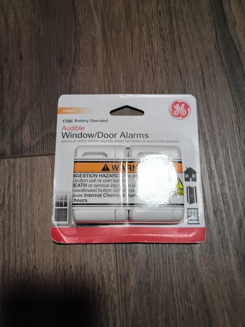 GE Window Door Alarms 2 Pack Indoor Security 120dB Chime Peel Stick Easy Install