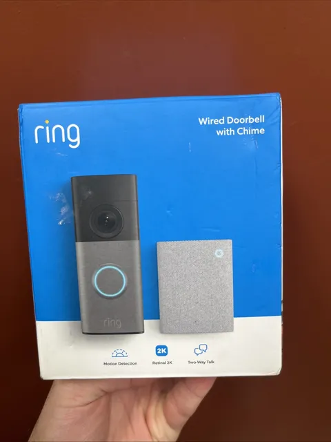 Ring Wired Doorbell 2K 2nd Gen Speckled Gray + Chime 3rd Gen 