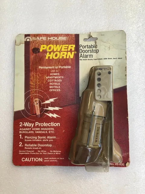 Vintage POWER HORN No. 49430 Portable Doorstop Alarm - USA