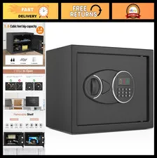 Secure Safe Box 1.6 Cu.Ft with Charging Port - Digital Steel Lock, Key Access, S