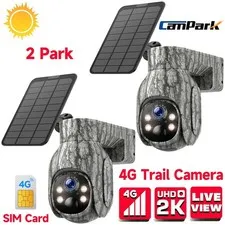 2PC Campark 2K 4G LTE Cellular Solar PTZ Trail Camera Security Camera + SIM Card