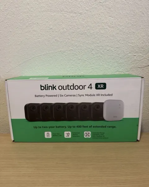 Blink Outdoor 4 XR , 6  Camera System w/Sync Module FREE VIDEO DOORBELL INCLUDED