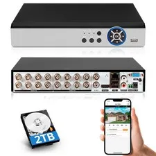 2TB HDD 16-Channel DVR Recorder, Hybrid Security System for Home & Office Use