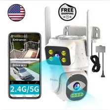 Dual Lens Security Camera Outdoor,WiFi Camera for Home Security,Home Survaillanc