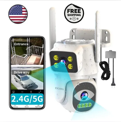 Dual Lens Security Camera Outdoor,WiFi Camera for Home Security,Home Survaillanc