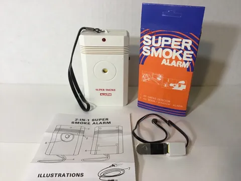 Super Smoke Alarm Door Window Travel Portable 2-in-1 Alarm 9 Volt 100 decibels 