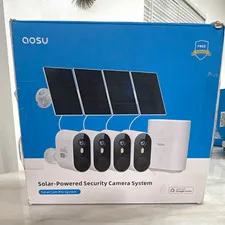 AOSU SolarCam Pro System 4-Cam Solar Wi-Fi HomeBase Outdoor Google Home Open Box
