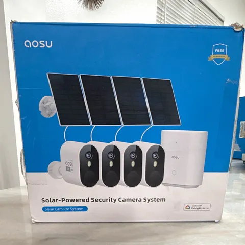 AOSU SolarCam Pro System 4-Cam Solar Wi-Fi HomeBase Outdoor Google Home Open Box