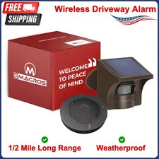 Solar Wireless Driveway Alarm Motion Sensor, 1/2 Mile Long Range Outdoor Alert