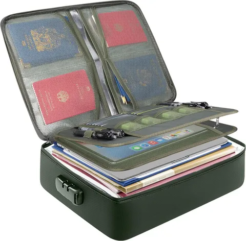 Fireproof Document Box with Lock, Portable Fireproof Document Bag Waterproof Fir