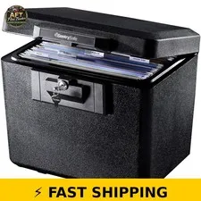 SentrySafe Black Fireproof Document Box with Key Lock, 0.61 Cubic Feet