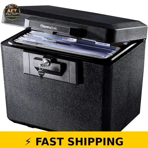 SentrySafe Black Fireproof Document Box with Key Lock, 0.61 Cubic Feet