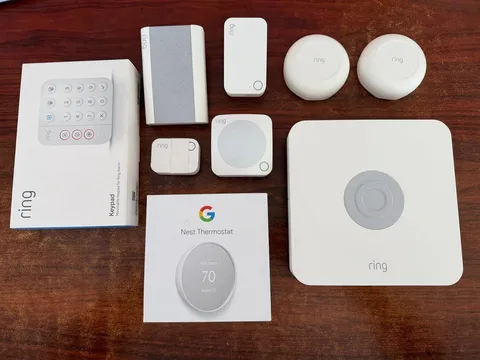 Ring Alarm Home Security Kit + Google Nest Thermostat + Water Sensors
