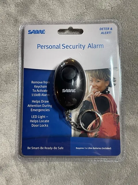 NEW Sabre Black Personal Security Alarm PA-MPALL LED Light Keychain Running