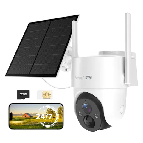 4G LTE Cellular Solar Security Camera Outdoor with AOV 24/7 Recording, 2K HD ...